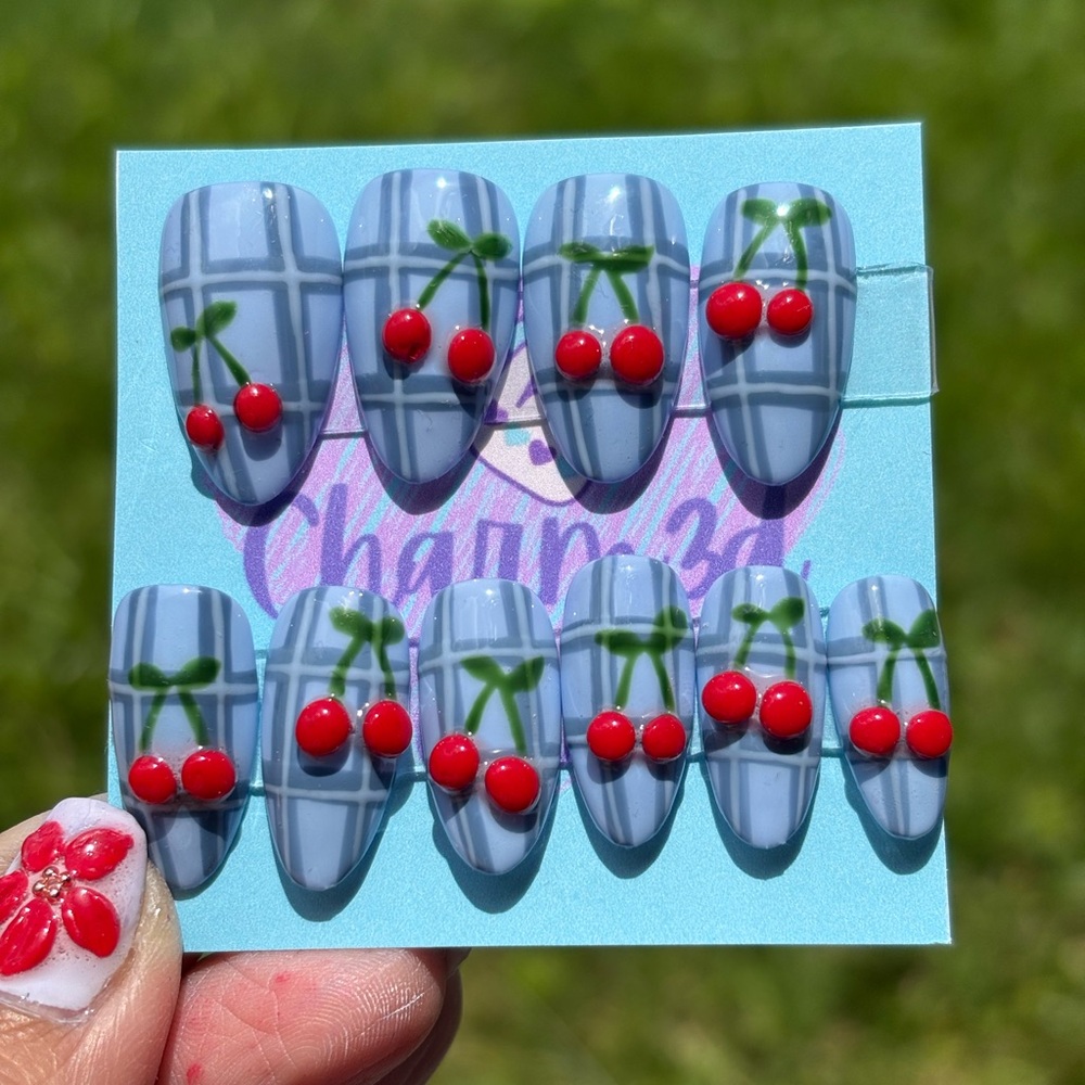Cherry Plaid Nail Art Set